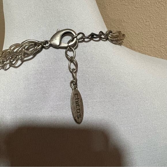 Chico’s silver blue beaded dangly necklace - Picture 4 of 5